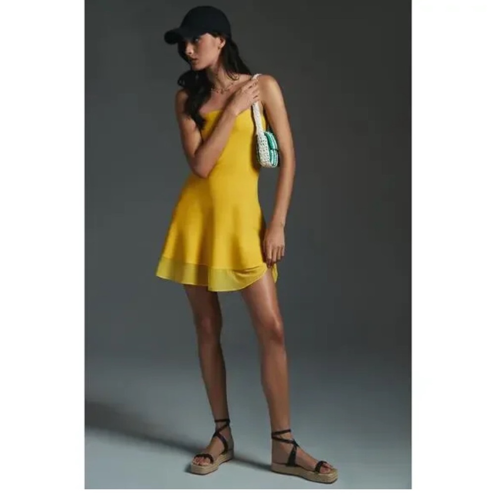 Beautiful Anthropologie Strapless Yellow Mini Dress - Size Medium - Picture 1 of 4